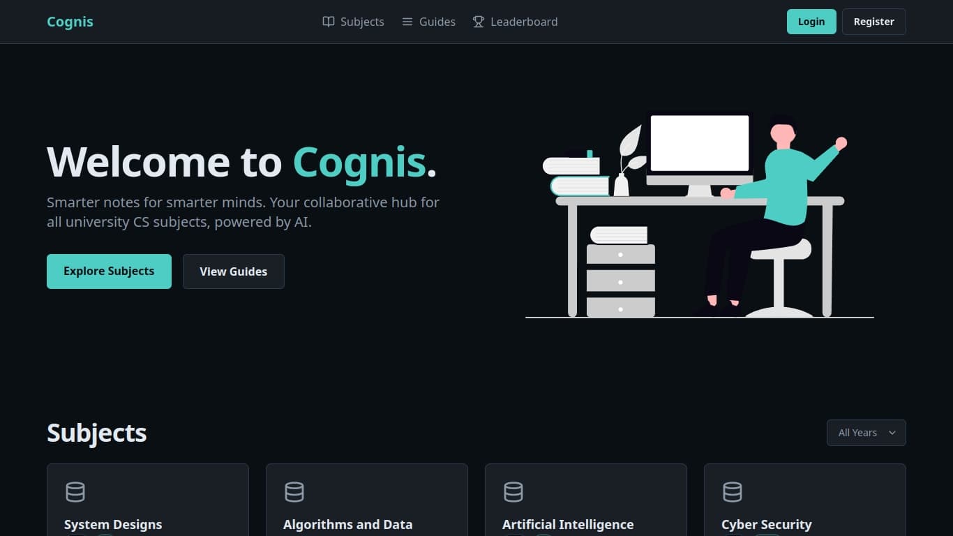 Screenshot of the Cognis - Collaborative hub for CS students project